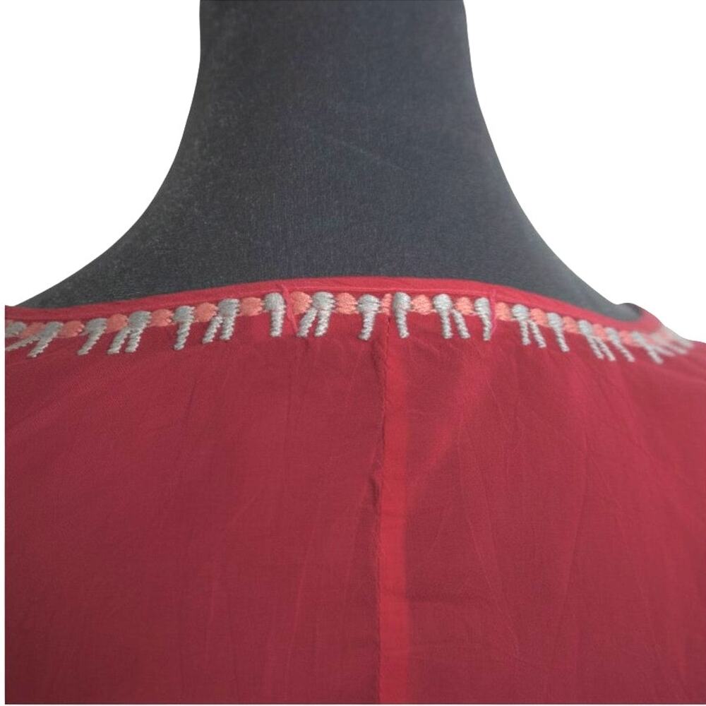 Johnny Was Berry Pink Embroidered Tunic Top Petite Small PS Boho Floral Rayon - Picture 8 of 16